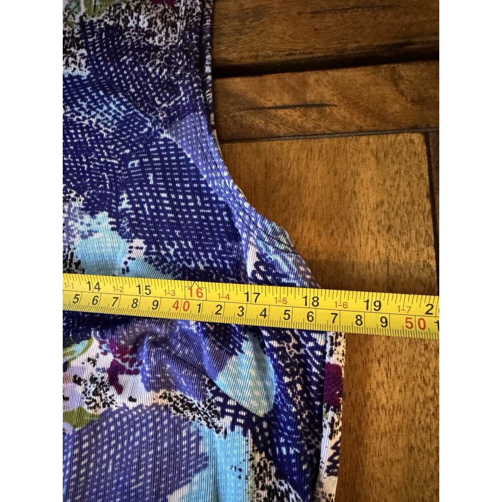 NWT Blue Floral Sleeveless Top Resort Vacation Stretch Large Made in USA - Picture 7 of 7